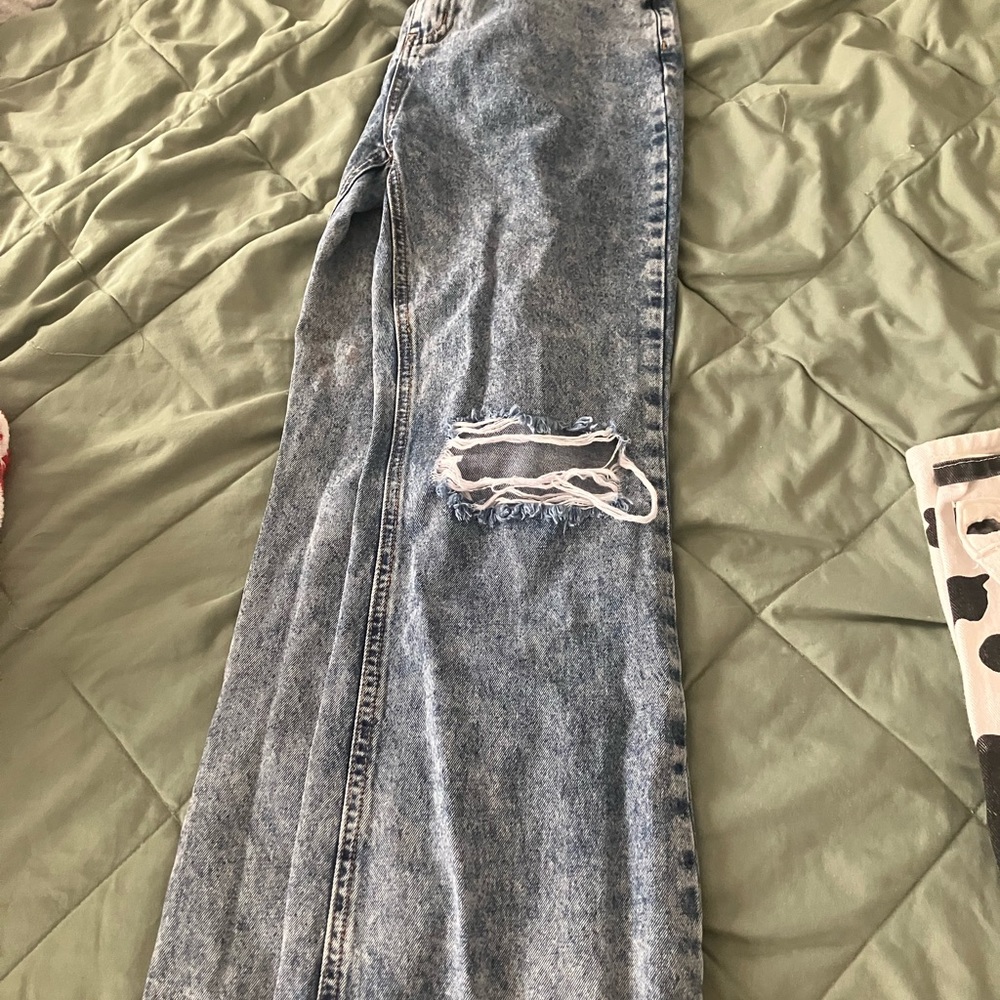 ripped flare jeans
